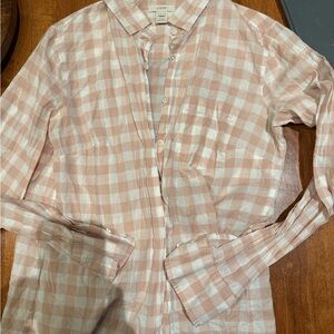 J.Crew Blush and White Plaid Shirt